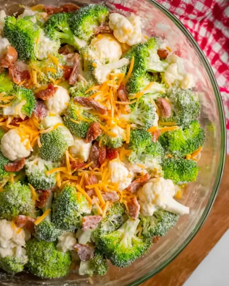 Colorful Broccoli Cauliflower Salad Bowl