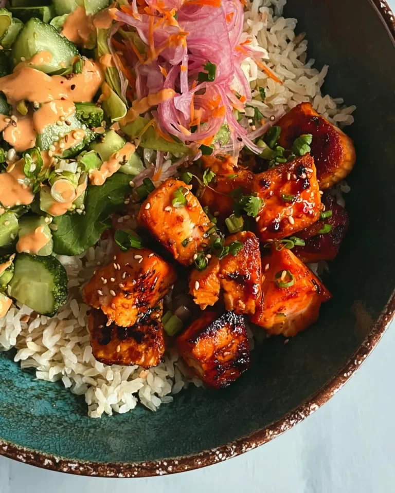 Vibrant Spicy Salmon Bowl Ready to Serve